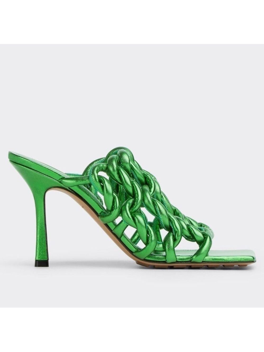 Bottega Veneta Stretch Sandal Reflection Woven Metallic Leather Mules - NWT